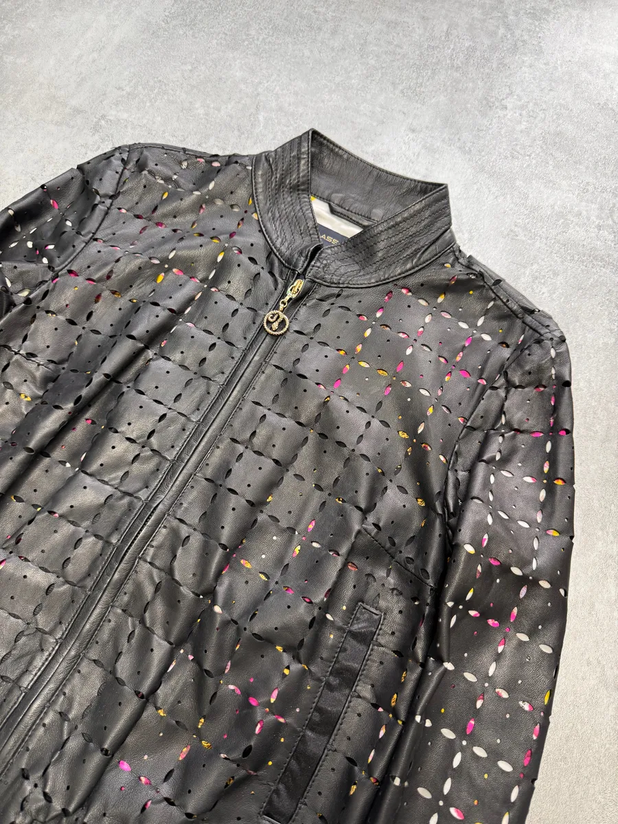 Roberto Cavalli Class Holes Leather Jacket - Image 2