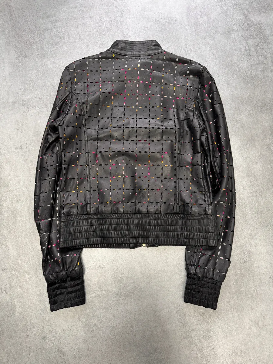 Roberto Cavalli Class Holes Leather Jacket - Image 3