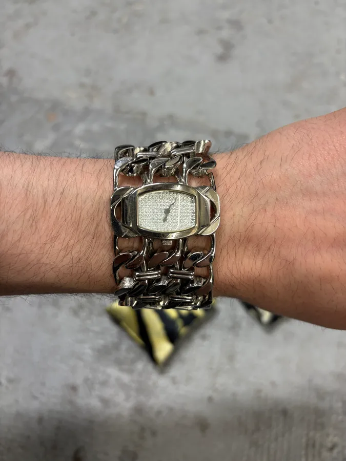 Roberto Cavalli Cuban Chain Grey Watch - Image 3
