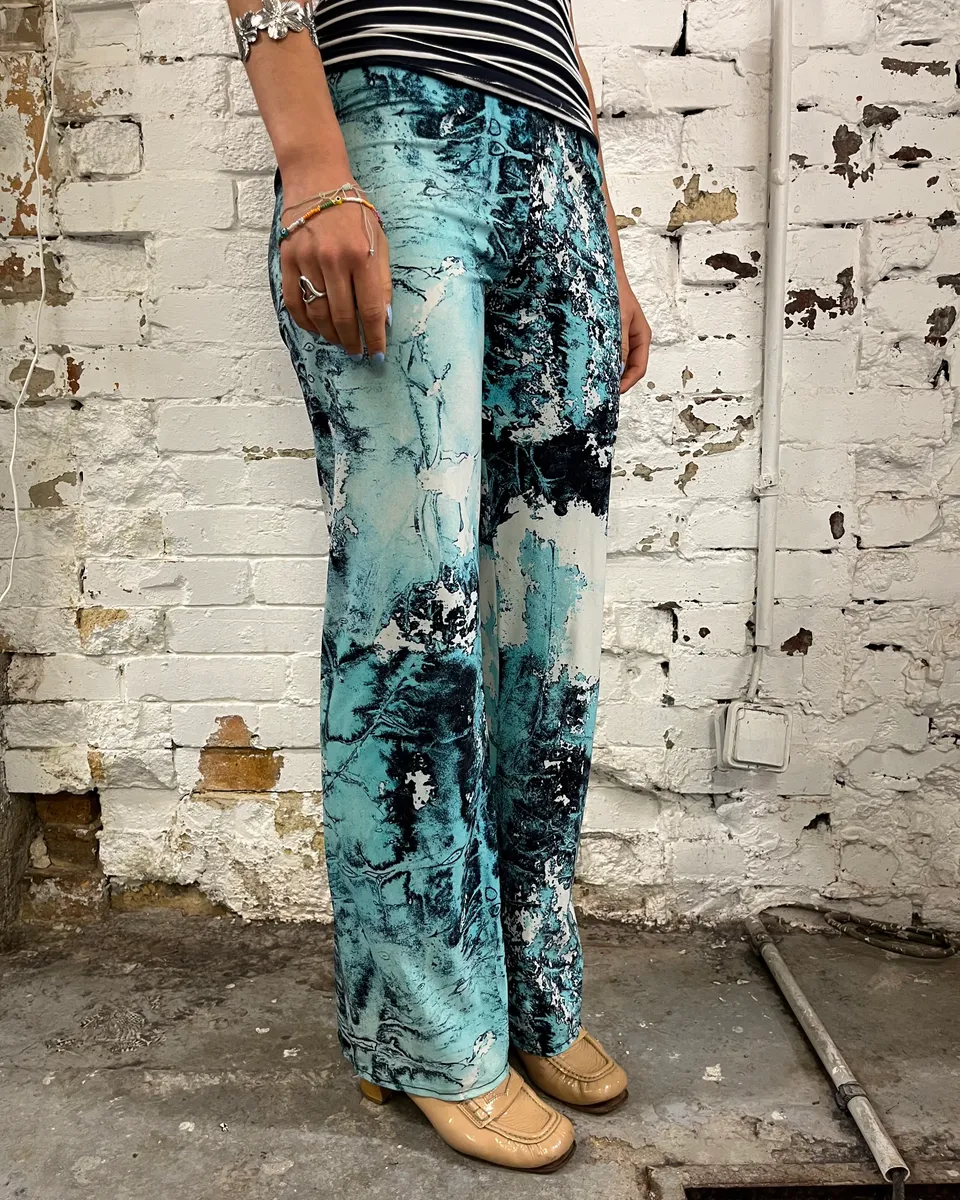 Roberto Cavalli Electric Chaos Blue Turquoise Pants - Image 3