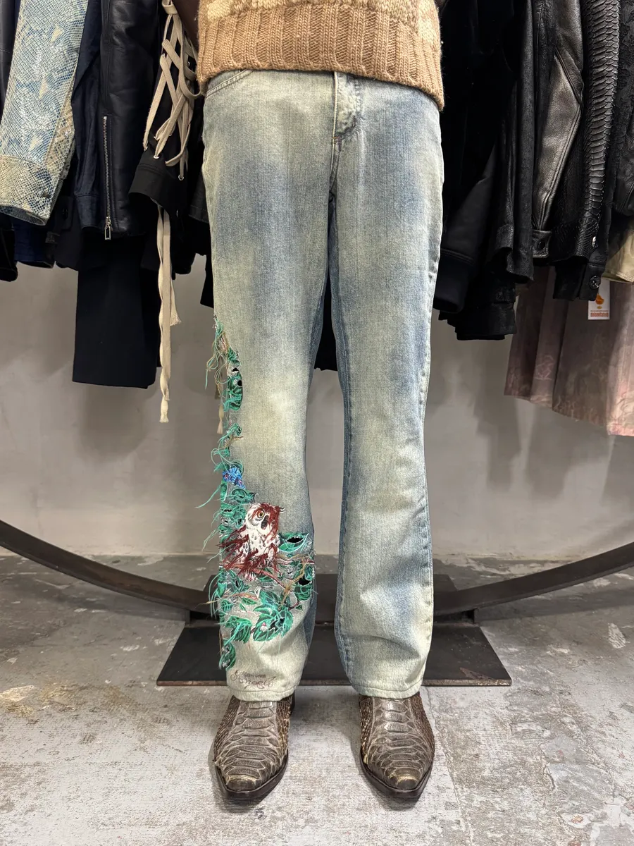 Roberto Cavalli Embroidered Sauvage Nature Blue Jeans - Image 2