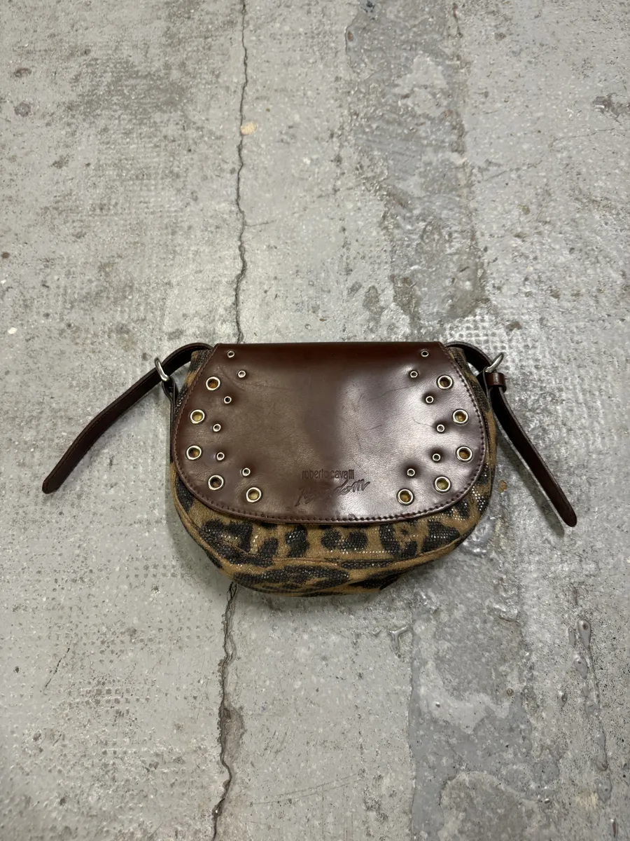 Roberto Cavalli Eyled Brown Leather Leopard Shoulder Bag - Image 10
