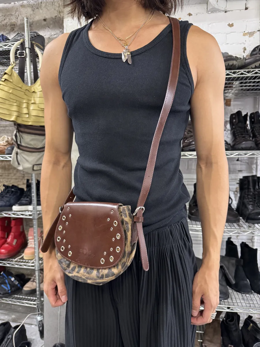 Roberto Cavalli Eyled Brown Leather Leopard Shoulder Bag - Image 3