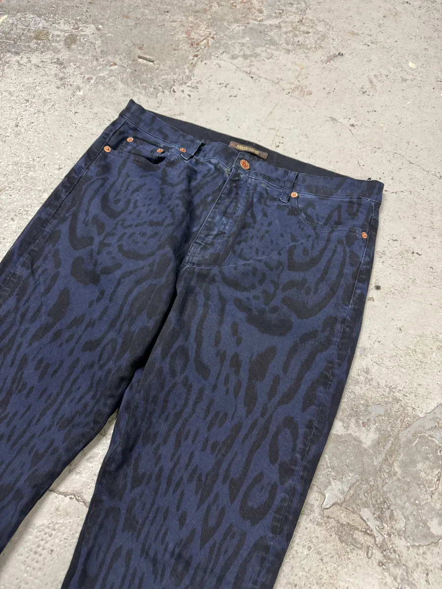 Roberto Cavalli Leopard Slim Navy & Black Pants - Image 9