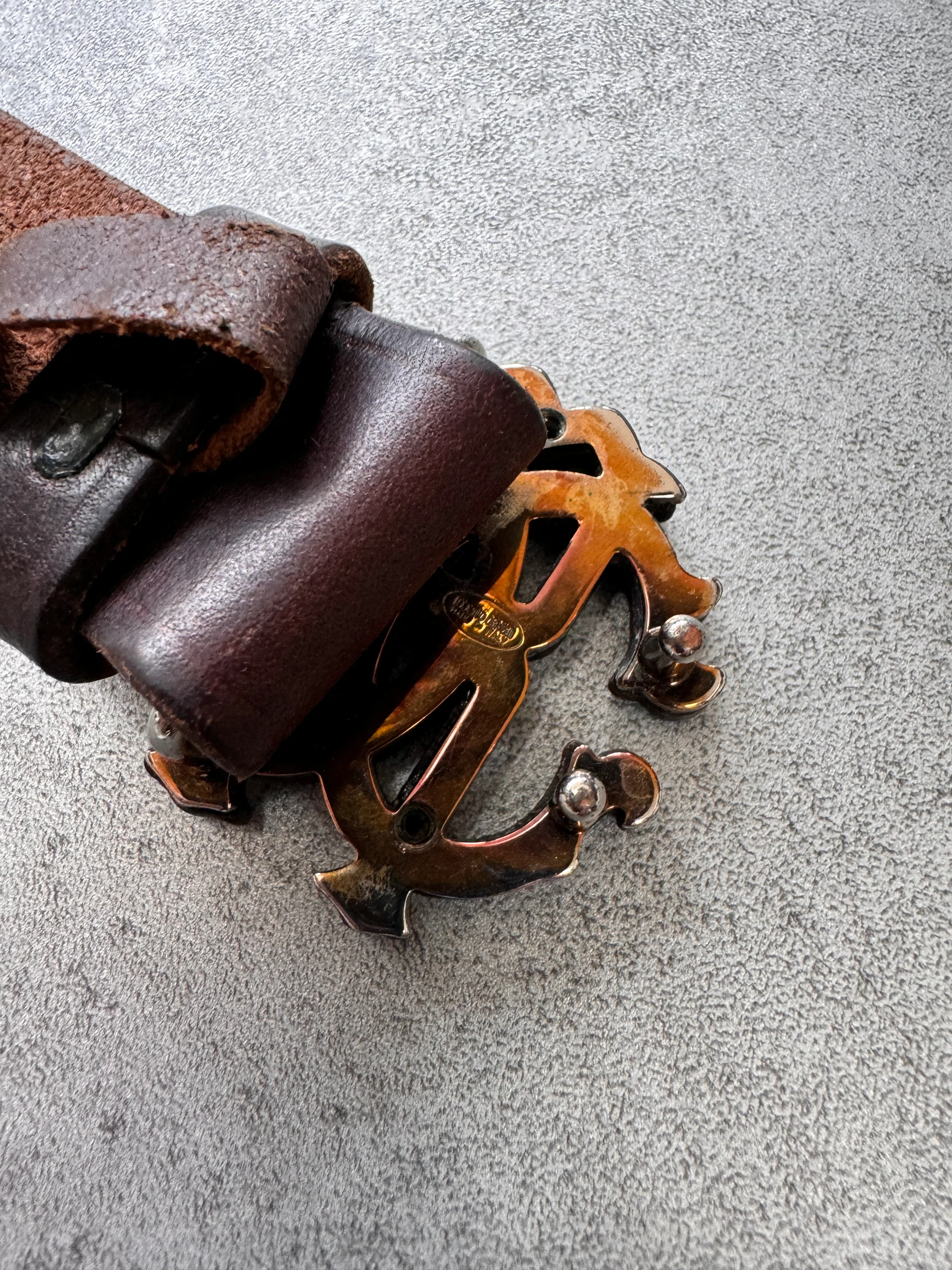 Roberto Cavalli Logo Buckle Brown Leather Belt (OS) - Image 4