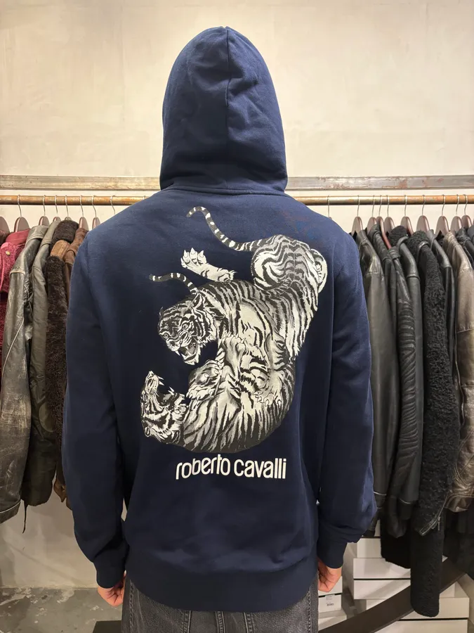 Roberto Cavalli Navy Signature Tiger Zip-up Sweatshirt - Image 3