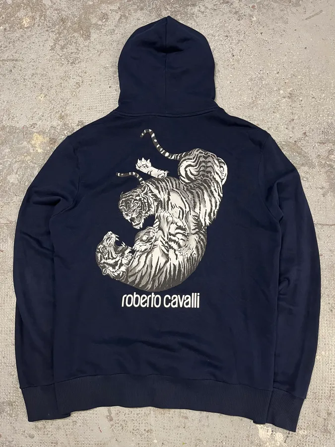 Roberto Cavalli Navy Signature Tiger Zip-up Sweatshirt - Image 6
