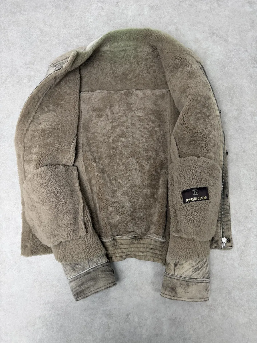 Roberto Cavalli Premium Raw Shearling Leather Jacket - Image 11
