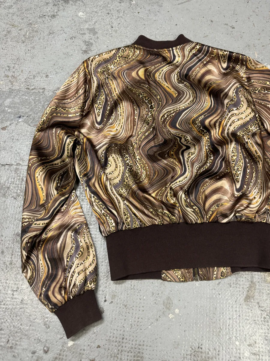 Roberto Cavalli Psycho Brown & Beige Light Bomber Jacket - Image 10