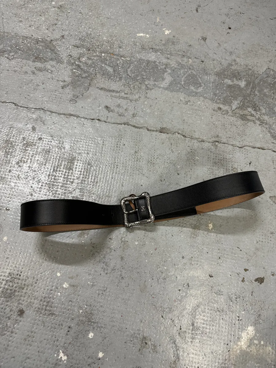 Roberto Cavalli Silver Buckle Black Leather Belt - Image 2