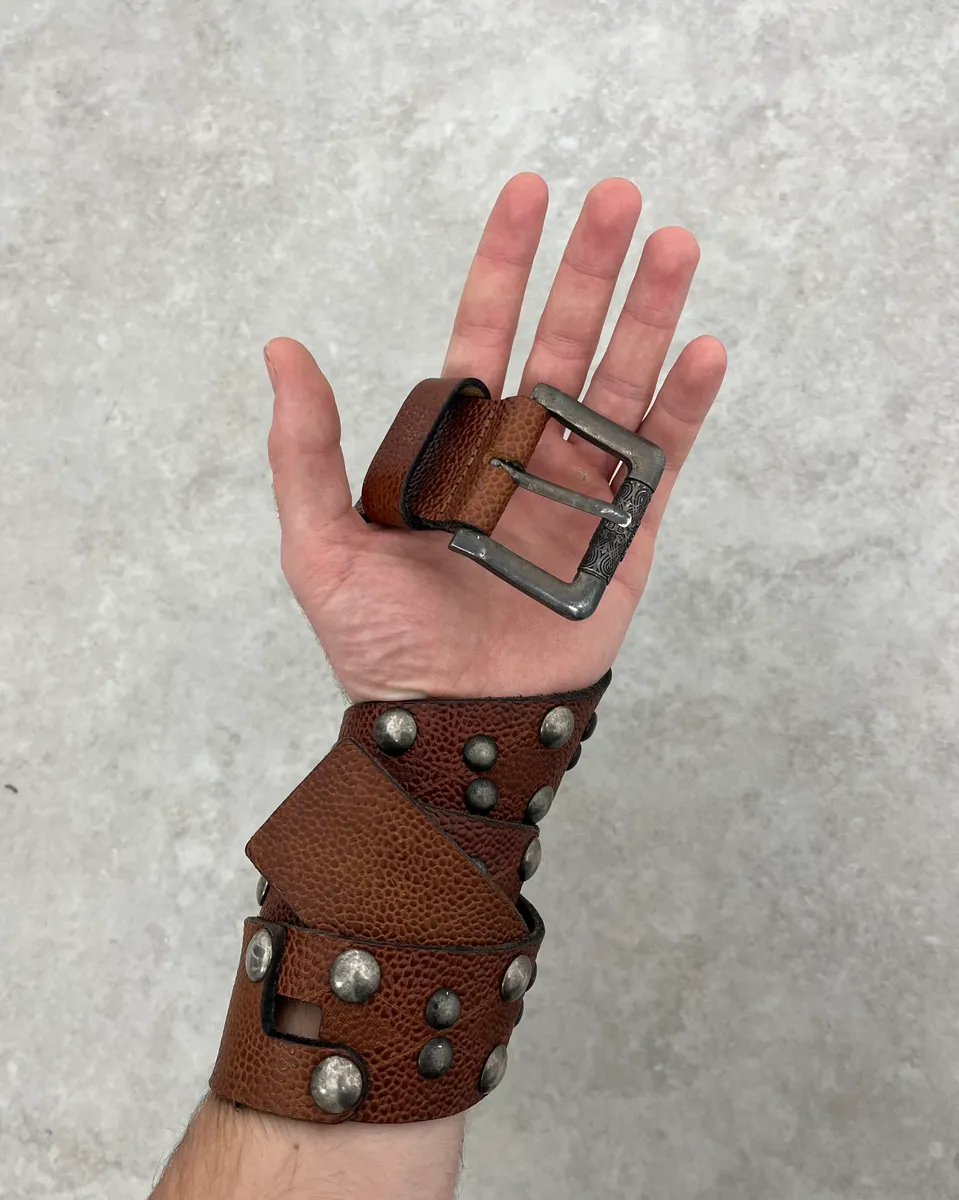 Roberto Cavalli Studded Brown Leather Belt - Image 3