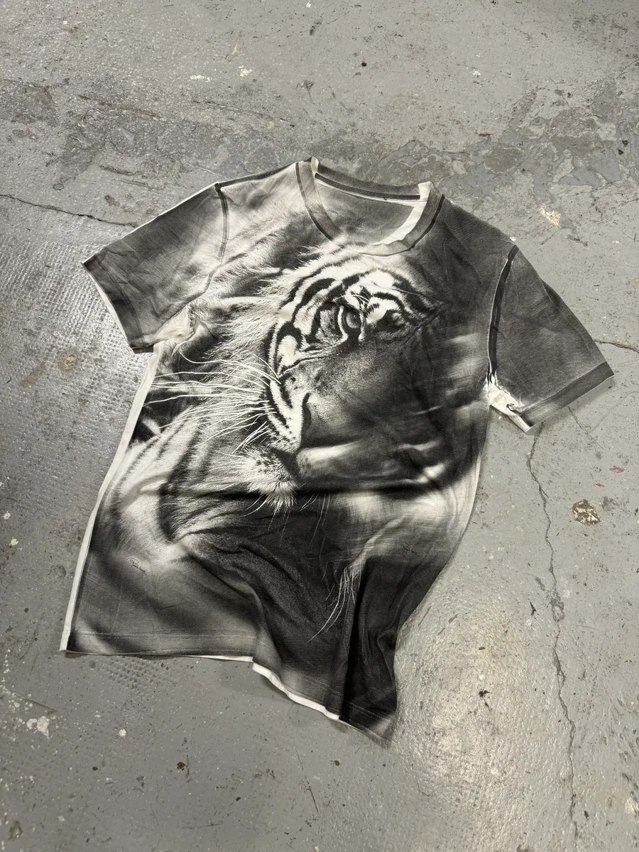 Roberto Cavalli Tiger White & Grey Tee-Shirt - Image 6