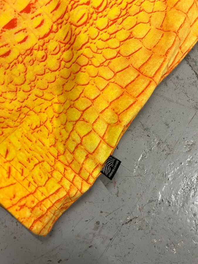 Roberto Cavalli Yellow Orange Crocodile T-Shirt - Image 7
