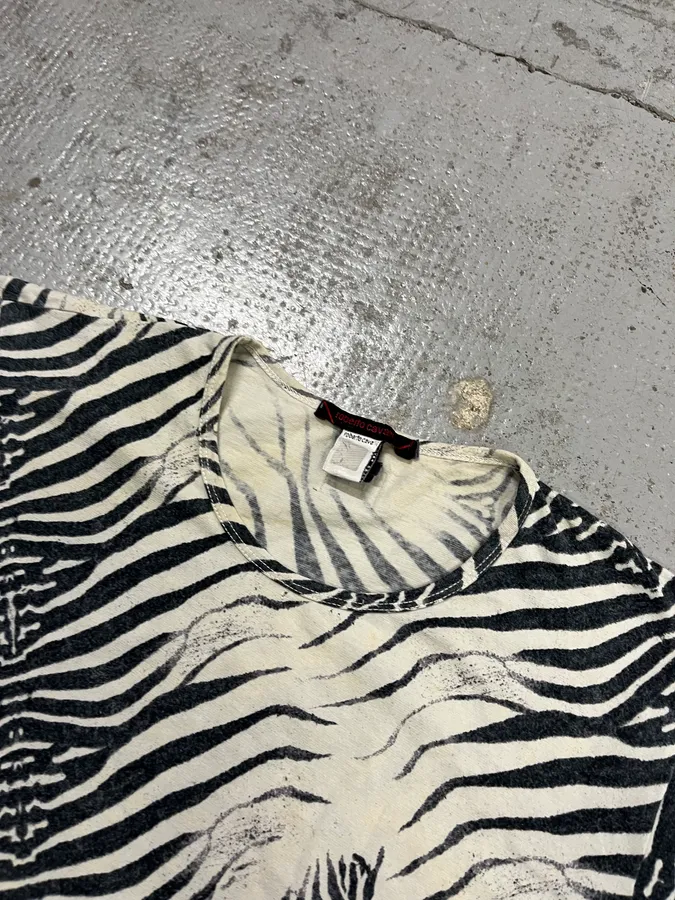 Roberto Cavalli Zebra Print Black & White T-Shirt - Image 4
