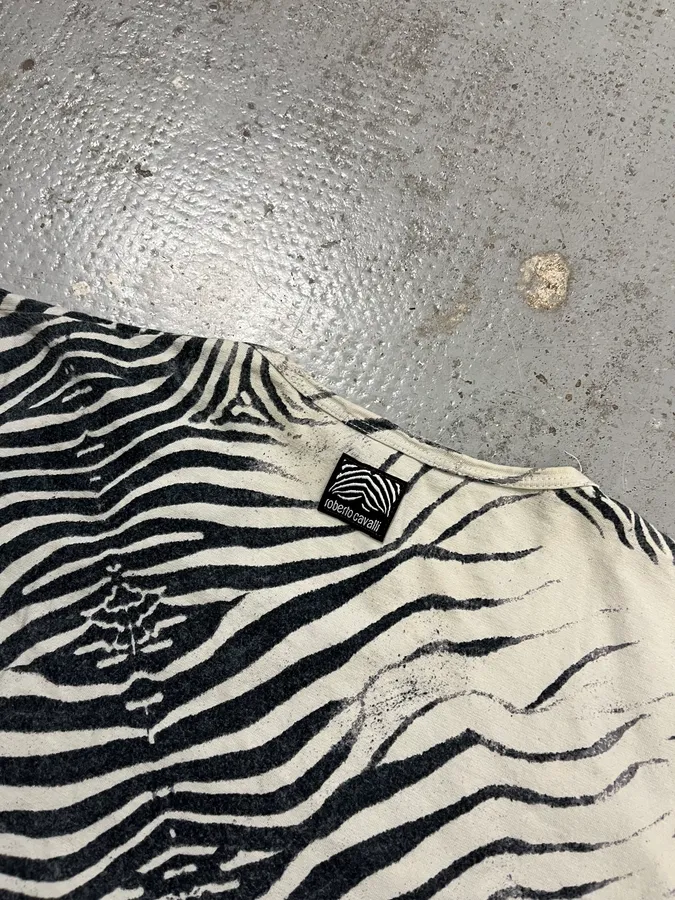 Roberto Cavalli Zebra Print Black & White T-Shirt - Image 7