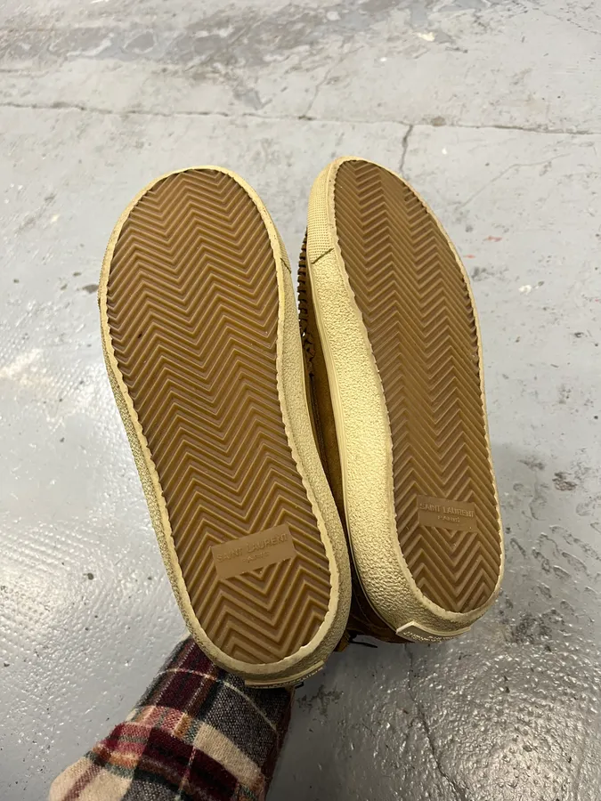 Saint Laurent Beige Fringe Suede Leather Shoes - Image 6