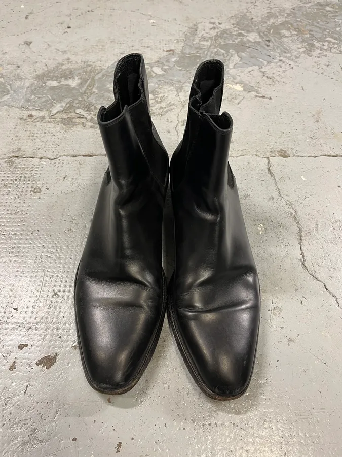 Saint Laurent Black Chelsea Leather Boots - Image 2