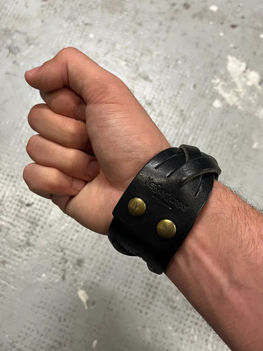 Saint Laurent Black Leather Bracelet - Image 2