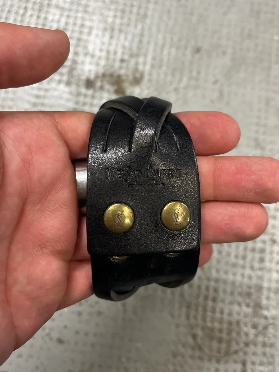 Saint Laurent Black Leather Bracelet - Image 7