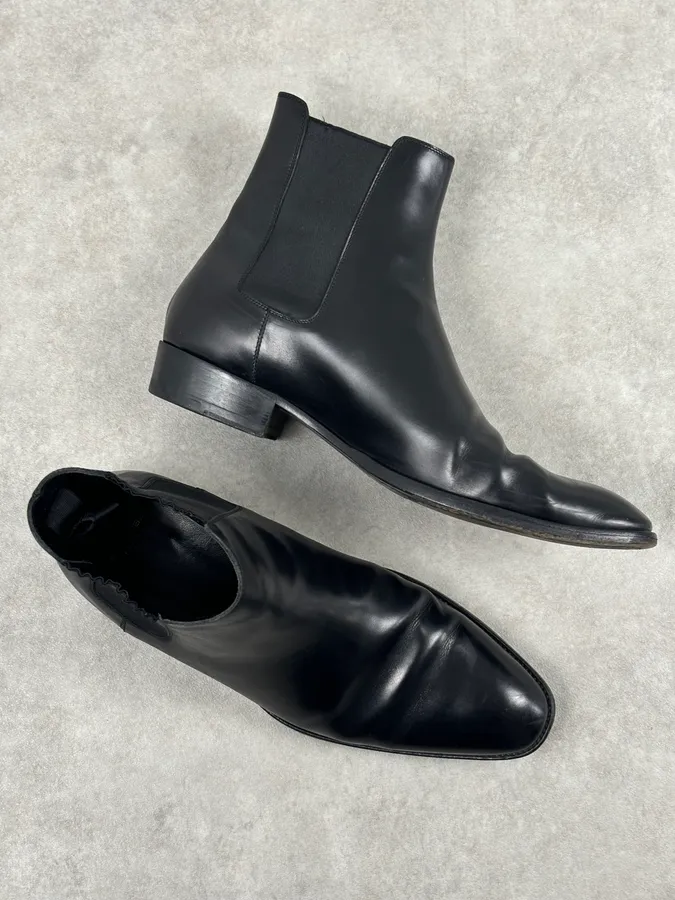 Saint Laurent Black Leather Wyatt Chelsea Boots - Image 10
