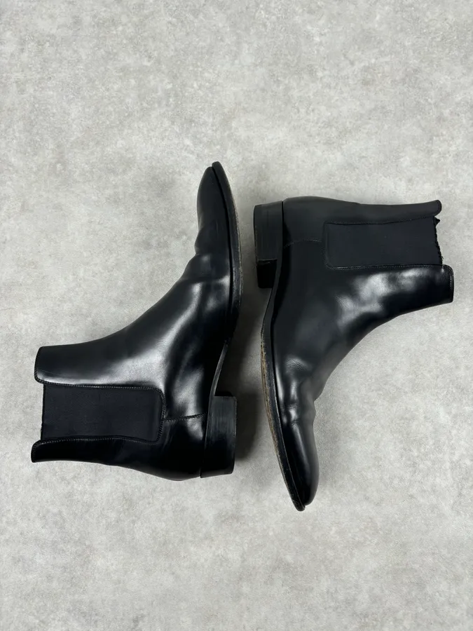 Saint Laurent Black Leather Wyatt Chelsea Boots - Image 9