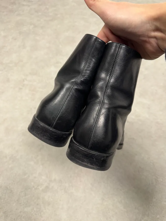 Saint Laurent Black Leather Zip Boots - Image 3