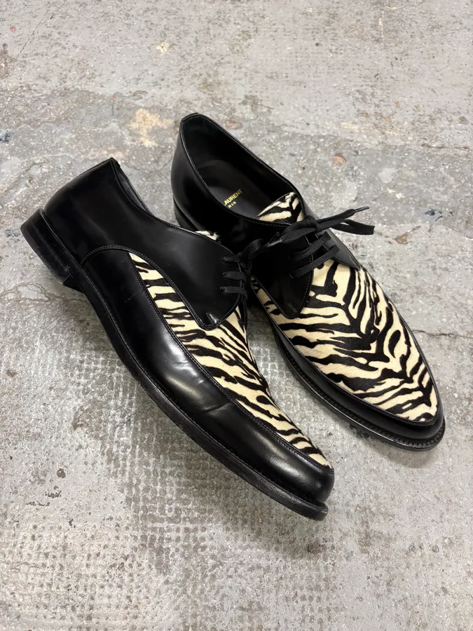 Saint Laurent Black Pony Hair Zebra Leather Shoes - Image 5