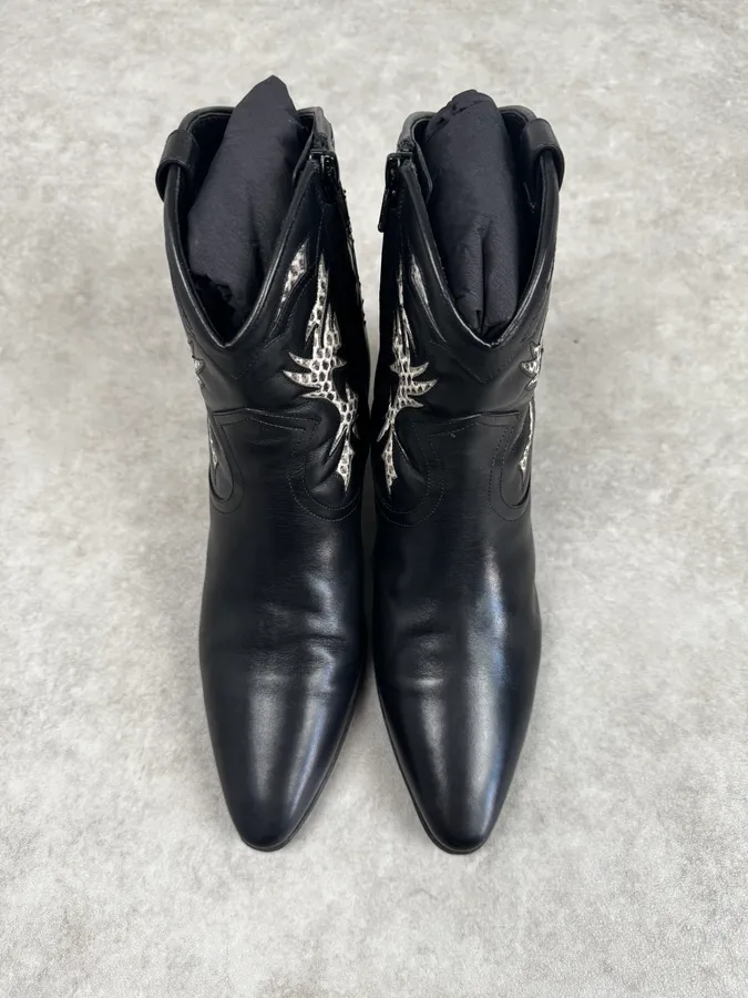 Saint Laurent Black & Python YSL Ornements Boots - Image 4