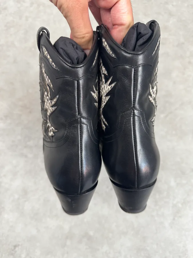 Saint Laurent Black & Python YSL Ornements Boots - Image 6