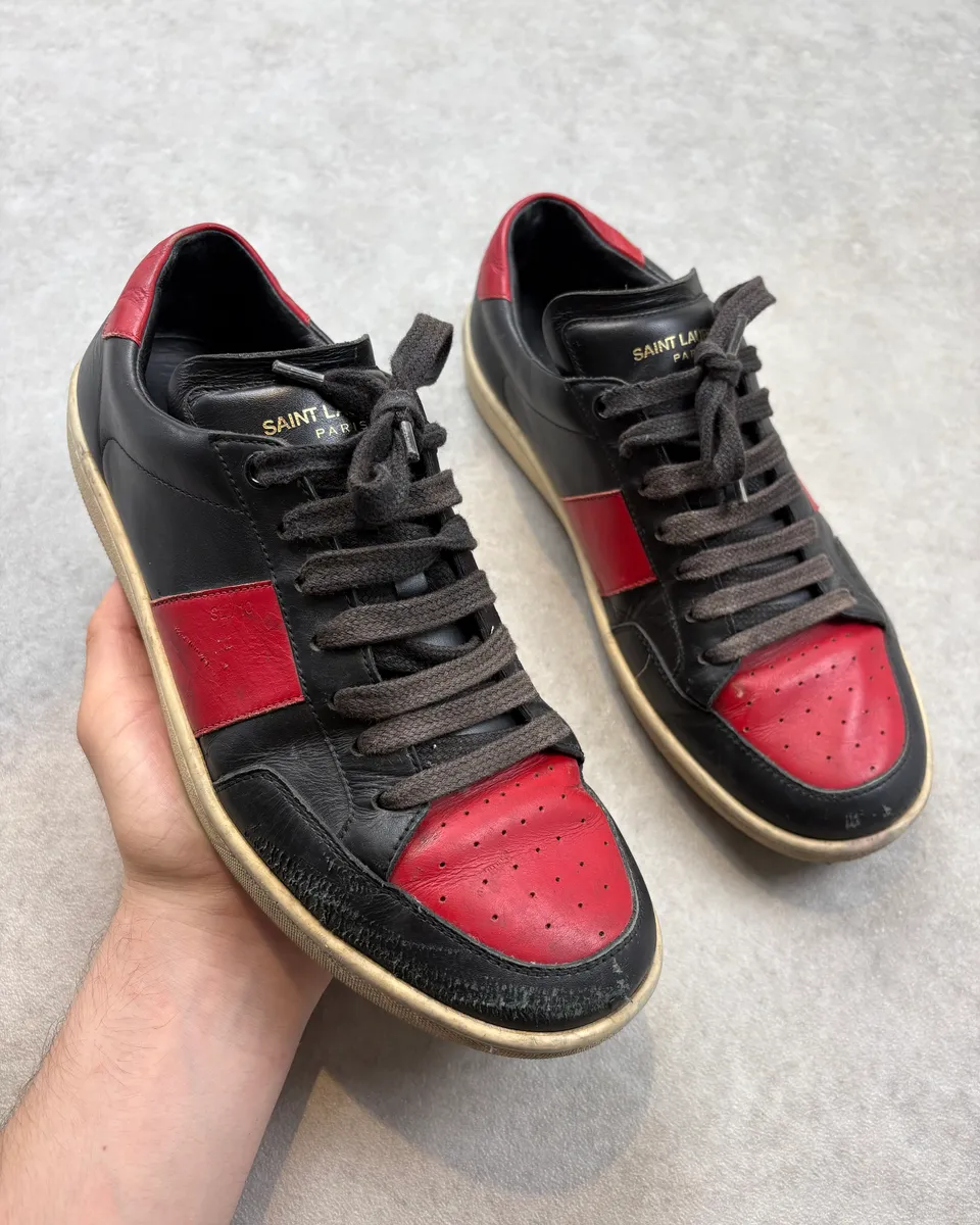 Saint Laurent Black & Red Leather SL/ 10 Sneakers