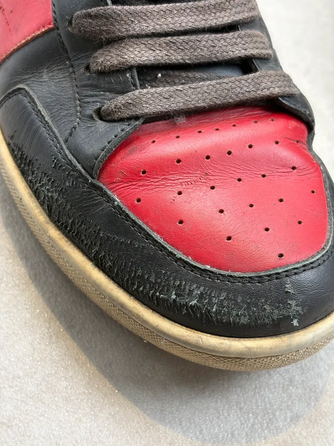 Saint Laurent Black & Red Leather SL/ 10 Sneakers - Image 8