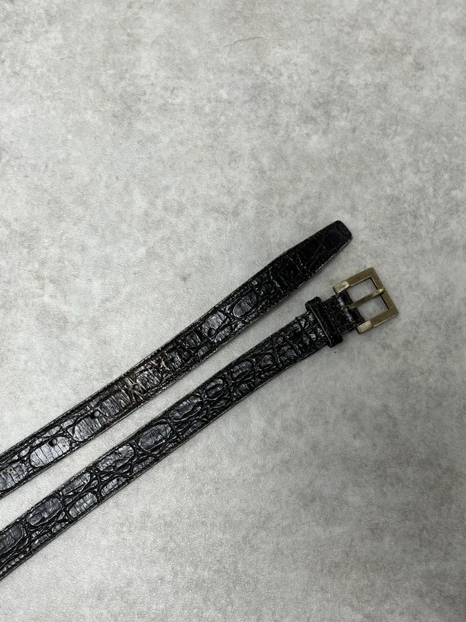Saint Laurent Black Satin Leather Classy Belt - Image 6