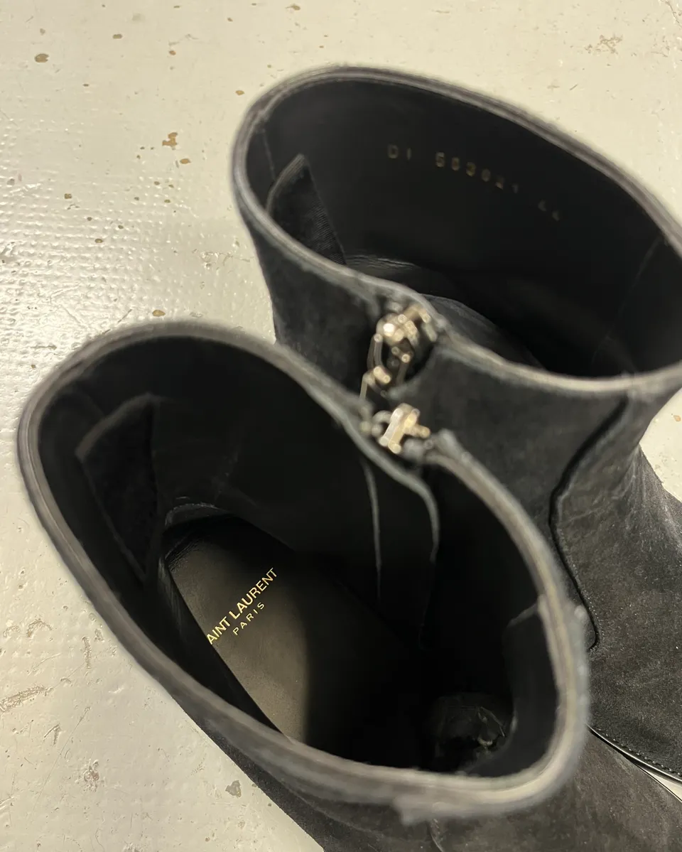 Saint Laurent Black Suede Leather Boots - Image 10