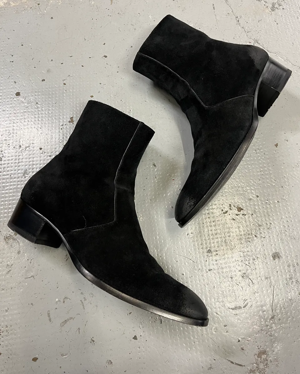 Saint Laurent Black Suede Leather Boots - Image 2