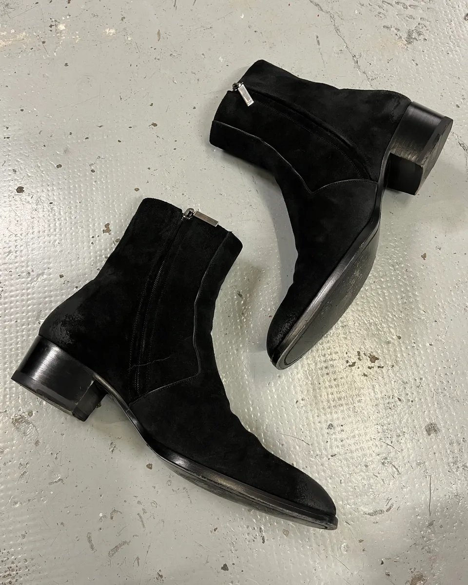 Saint Laurent Black Suede Leather Boots - Image 3