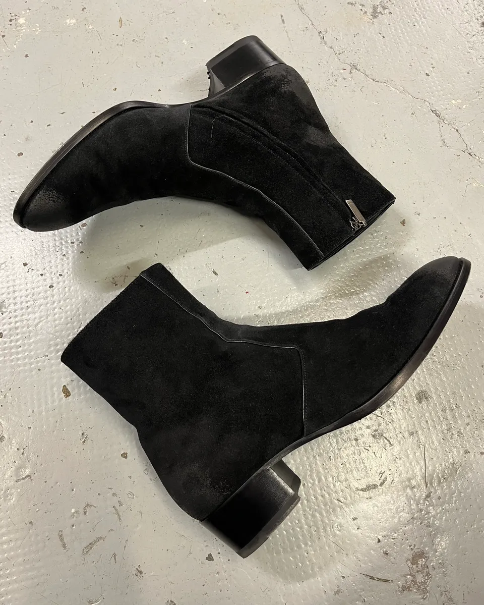 Saint Laurent Black Suede Leather Boots - Image 4