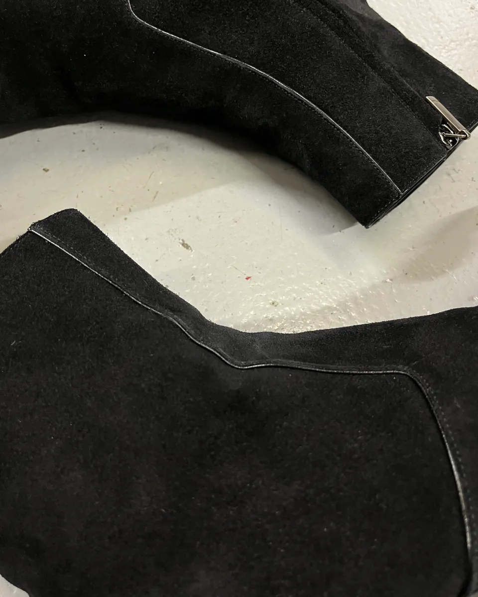 Saint Laurent Black Suede Leather Boots - Image 5