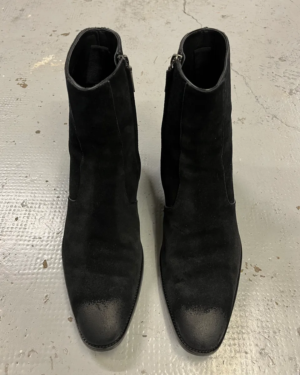 Saint Laurent Black Suede Leather Boots - Image 6
