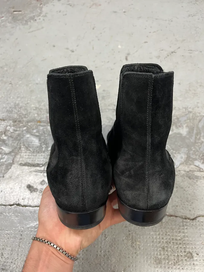 Saint Laurent Black Suede Leather Boots - Image 5