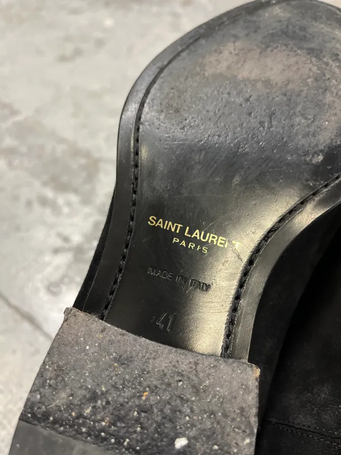Saint Laurent Black Suede Leather Boots - Image 7