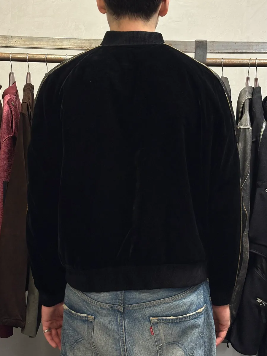 Saint Laurent Black Velvet Snakeskin Effect Armband Bomber Jacket - Image 4