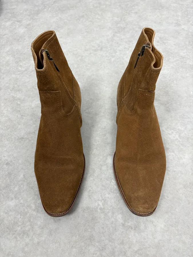 Saint Laurent Camel Suede Leather Ankle Boots - Image 2