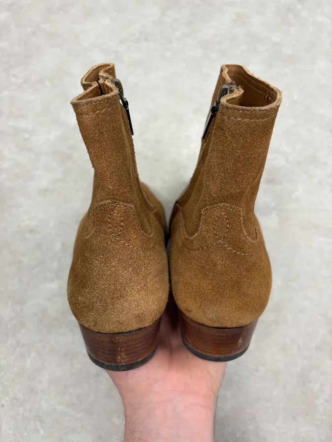 Saint Laurent Camel Suede Leather Ankle Boots - Image 7