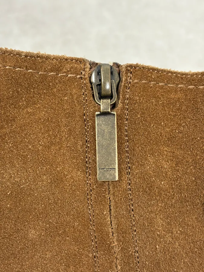Saint Laurent Camel Suede Leather Ankle Boots - Image 9