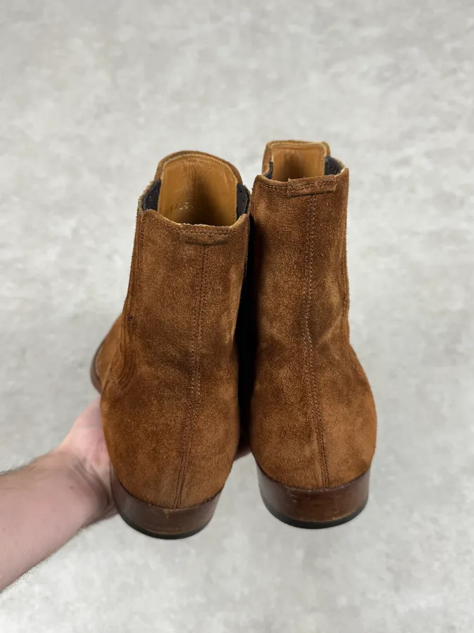 Saint Laurent Camel Suede Leather Boots - Image 4
