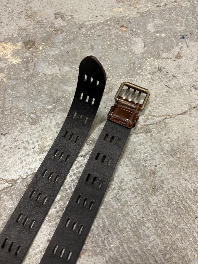 Saint Laurent Crocodile Effect Brown Leather Belt - Image 5