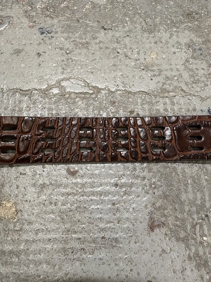 Saint Laurent Crocodile Effect Brown Leather Belt - Image 7