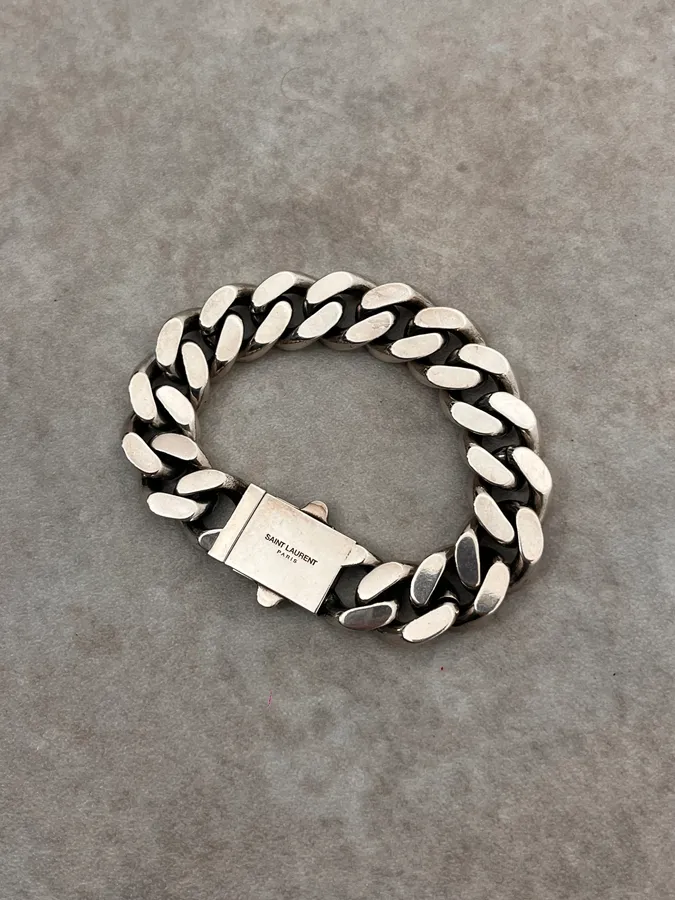 Saint Laurent Cuban Link Chain Grey Bracelet - Image 4