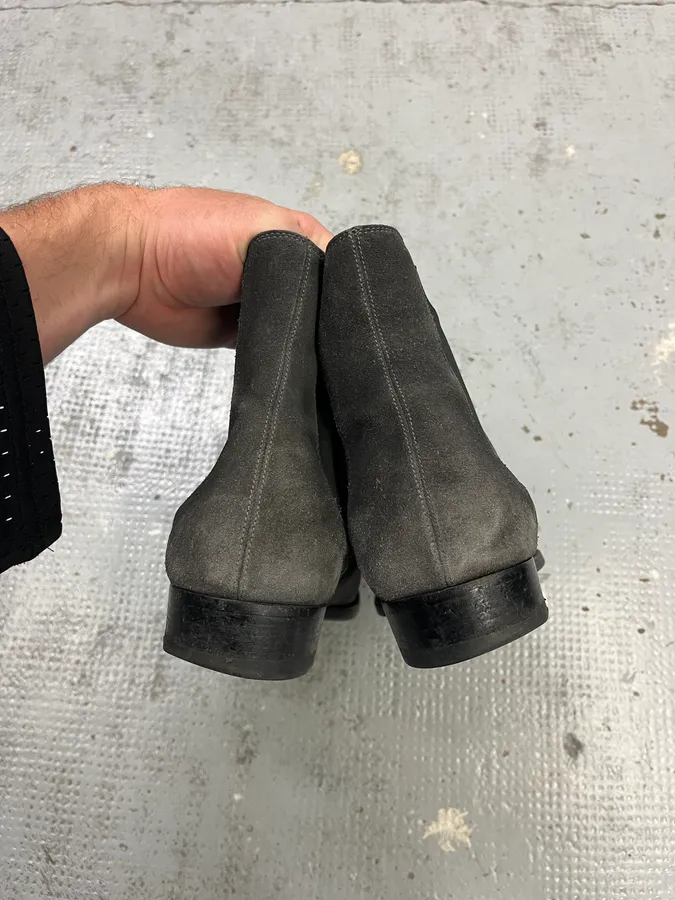 Saint Laurent Dark Grey Suede Chelsea Boots - Image 6