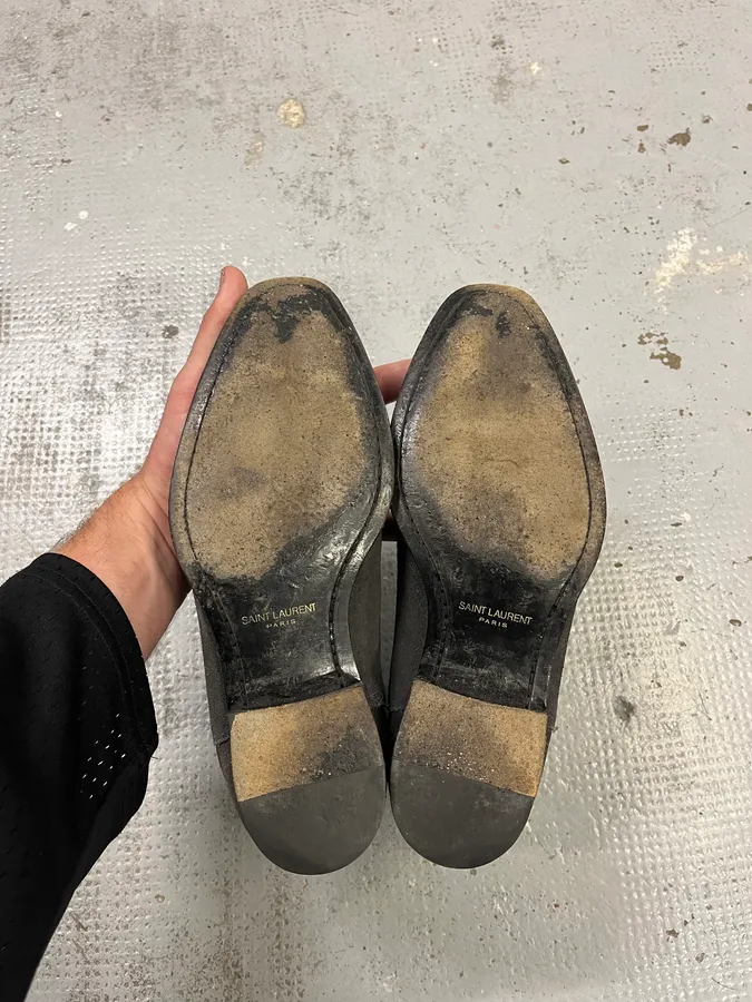 Saint Laurent Dark Grey Suede Chelsea Boots - Image 7
